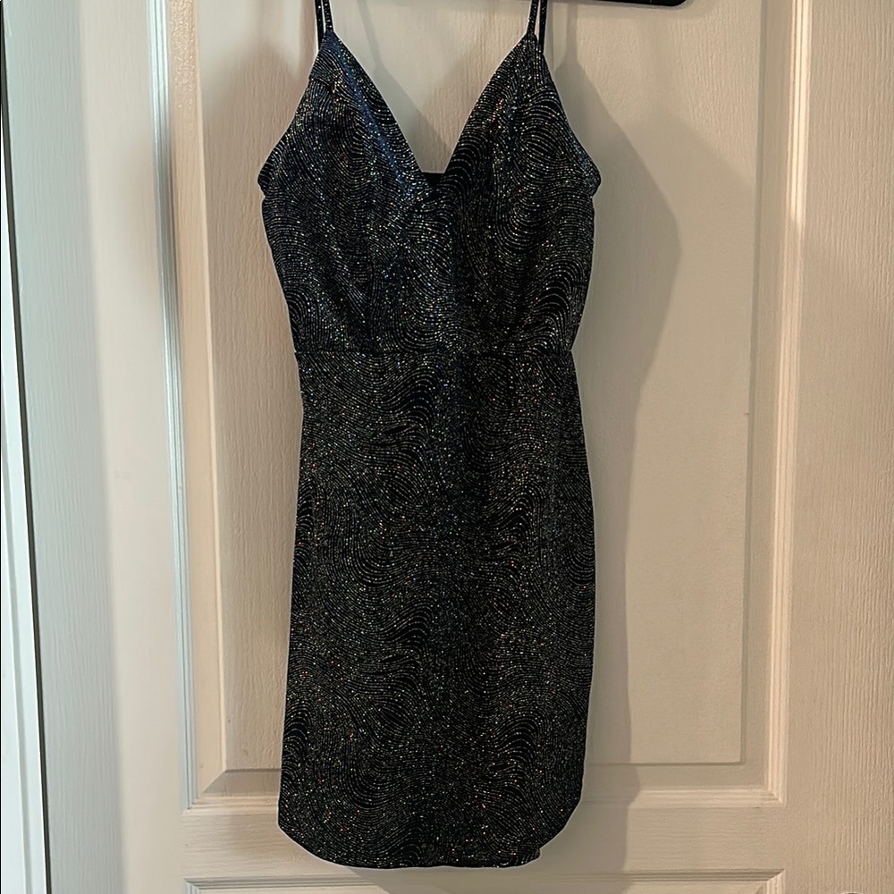 Windsor Black and Silver Spaghetti Strap Mini Dress